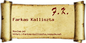 Farkas Kalliszta névjegykártya
